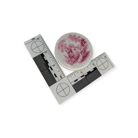 Vintage Spode Red & White Trinket Box Fine Bone China Made in England 2" X 1.5" - Picture 10 of 11